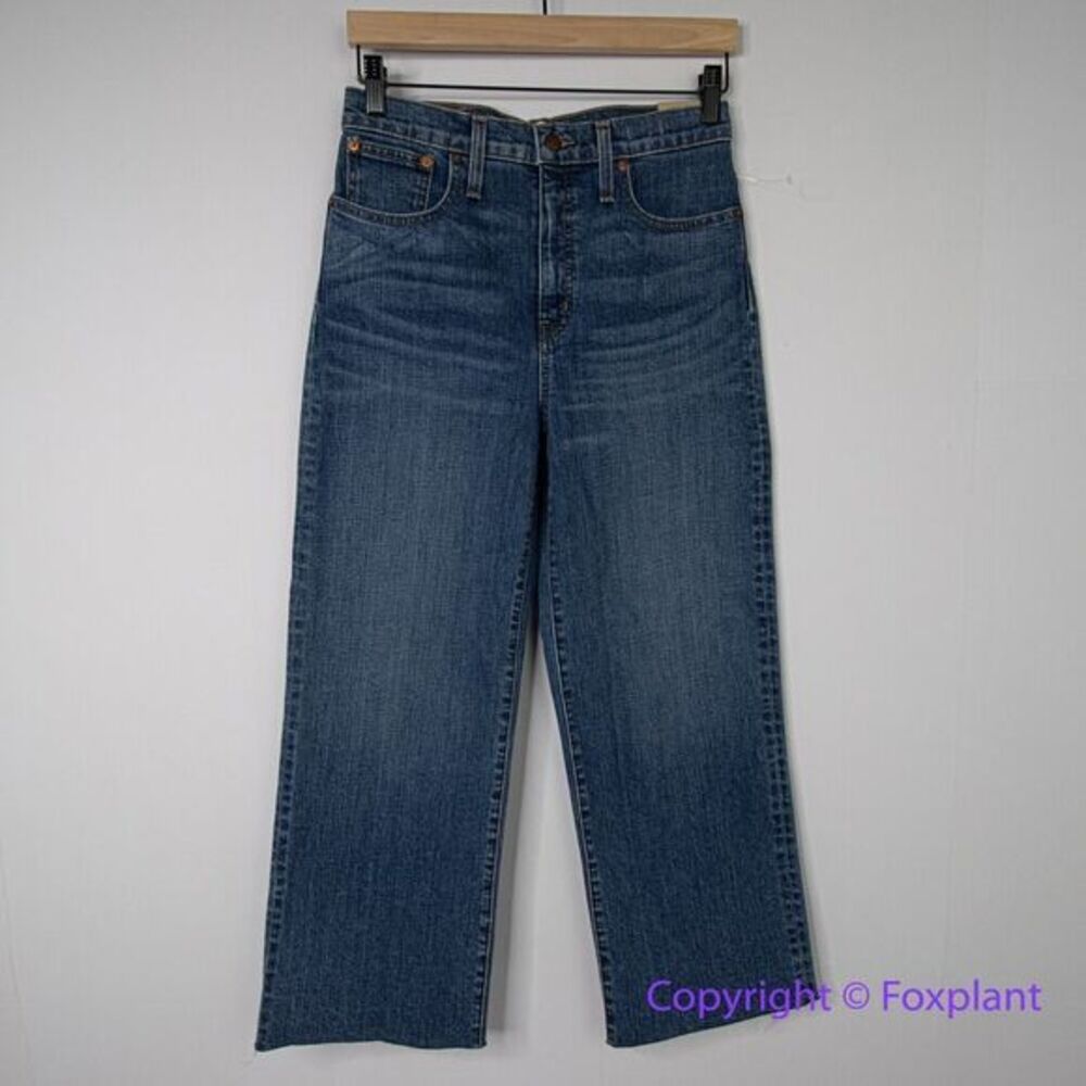 New! Madewelll Slim Wide-Leg Jeans in‎ Crownridge Wash: Raw-Hem Edition, size 27 - Picture 3 of 16